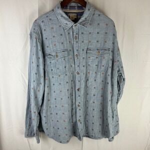 Carbon2Cobalt Button Up Mens XL Blue Geometric Double Cloth Shirt 133565